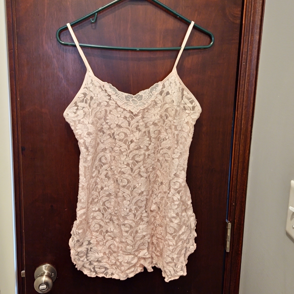Vintage 90s Glamour  Mini Blush Pink‎ Mini Chemise Size Medium Romantic Feminine